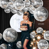 20pcs 32in Silver Disco Ball 4D Sphere Balloons Party Decorations