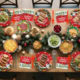 100 Pcs Merry Christmas Plates And Napkins Sets - Cute Winter Christmas Round Tableware, Disposable Chrismas Paper Plates And Napkins Forks For Xmas Party Supplies Favors Table Decor, Serves 25