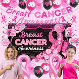 Breast Cancer Awareness Decorations Banner Swirl Backdrop Honeycomb Balloon