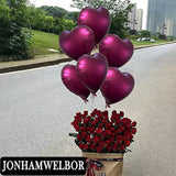 20Pcs 18 Inch Burgundy Foil Mylar Heart Shape Balloons Decorations Valentines Birthday Wedding Baby Shower Party (Maroon)