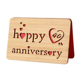 Wooden 40Th Anniversary Card,Handmade 40 Years Wedding Anniversary Greeting Cards,40Th Rubi Anniversary Card For Her,Him,Husband,Wife