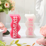 2 Pieces Christmas Aesthetic Candles Atmosphere Candle Wavy Word Fun Shaped Trendy Soy Wax Scented Cool Funny Gift For Office Birthday Home Xmas Decoration