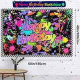 Glow Neon Birthday Party Decorations, Neon Balloon Arch Kit, Backdrop, Tablecloth, Uv Blacklight Luminous Balloon, Star Hanging Swirl, Kid Teen Adult Disco Game Glow In The Dark Party Supplies