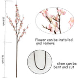 Plum Blossom Branches, Faux Flowers Greenery Stems Branches Stems For Vase, 39" Long Stem Artificial Flowers Leaves Bouquet Decorations For Wedding, Living Room, Home, Hotel 4Pcs