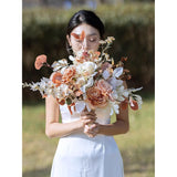 Cascade Bride Bouquets, Handmade With Artifical Flowers, For Ceremony, Anniversary, Wedding Gifts And Home Decorations