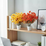 6 Stems Silk Morning Glory Artificial Flowers Kit With 2 Pots, 14.5” Tall Indoor Fake Flowers For Home Office Desk Decoration