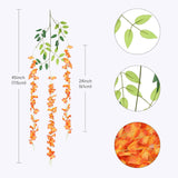 12 Pack Wisteria Hanging Flowers, 45 In /3.7Ft Artificial Vine Hanging Flowers For Decoration, Fake Long Rattan Hanging Garland Silk Flowers String For Wedding, Garden, Bedroom, Home Decor-Orange