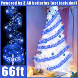 Christmas Ribbon With Lights 2 Inch X 66Ft 100 Led Christmas Tree Ribbon Decorations Battery Operated Fairy String Light