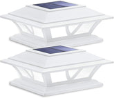 2 Pack Solar Post Lights Outdoor 2 Modes Warm Cool White Fence Deck Cap Lights