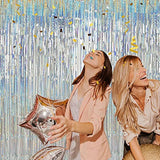 3 Pcs Laser Silver Door Streamers 9.9x6.6ft Foil Backdrop for Parties