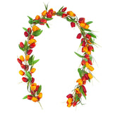 Artificial Tulip Garland?Fall 6Ft Flowers Garland With Green Leaves Wreath Flower Hanging Vines For Autumn Wall Home Wedding Indoor Outdoor Decor