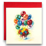 Handmade Quilling Love Card Romantic Greeting For Valentine Birthday Anniversary Special Occasion Congratulations Floral Balloon Design Heartfelt Gift Blank Inside