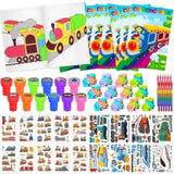 72 Pcs Train Party Favors,Train Print Party Supplies Include Coloring Books Stickers Stamps Diy Art Crafts Goody Bags Fillers For Train Car Railway Transportation Birthday Party
