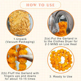Artificial Marigold Garland, Golden Yellow 5 Feet Long Faux Flowers For Dia De Los Muertos Decorations, Pooja, Diwali, Indian Decor (4 Pieces,Orange)