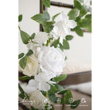 8 Wedding Chair Decorations Aisle Pew Church Artificial Flowers Greenery Swag White Sage Green Bench Ceremony Reception Floral Faux Backdrop Rose Arrangements Party Outdoor Decorations