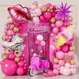128 Pcs Hot Pink Balloon Arch Kit Gold Star Confetti Party Decorations