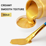 Acrylic Paint Metallic Gold, 100Ml Gold Leaf Paint For Art Painting, Hand-Crafts, Non-Toxic, Non-Fading Gold Paints Ideal For Canvas, Wood, Fabric, Ceramic, Stone Craft Supplies