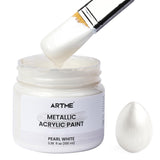 Acrylic Paint Metallic Pearl White, 100Ml Pearl Paint For Art Painting, Hand-Crafts, Non-Toxic, Non-Fading Pearlescent Acrylic Paints Ideal For Canvas, Wood, Fabric, Furniture, Ceramic, Stone Craft Supplies
