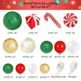Christmas Balloon Garland Arch Kit,Xmas Holiday Balloons Red Green White Gold Confetti Balloons With Candy Cane Box Foil Balloon For Christmas Party Birthday Xmas Party Decorations