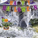 100+ Pcs Halloween Decorations Kit with Banner Bats Spider Web Balloons Props