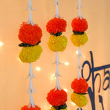 6 Ft Marigold & Lilly Garlands | Artificial Flower | Hosuewarming Indian Wedding Decoration | Plastic Garlands | Bulk Floral Wall Decor, Backdrop, Diwali Decor | (Pack Of 5)