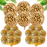31Pcs Cheetah Balloons Set With 6 Pcs 22 Inch Cheetah Print Aluminum Foil Balloons & 25 Pcs Leopard Spots Latex Balloon For Wildlife Animal Zoo Jungle Safari Themed Birthday Party Decoration