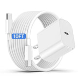 20W USB C Fast Charger with 10FT USB C to USB C Cable for iPhone 17 16 15 iPad AirPods