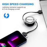3 in 1 Retractable Charging Cable 2 Pack 3.3ft USB C Lightning Micro USB Fast Charger Cord