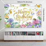 Pink Flower Garden Birthday Backdrop Banner for Women’s Party Decor