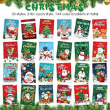 144 Pcs Merry Christmas Coloring Book Bulk For Kids Winter Activity Books Party Favors Drawing Book With Snowman Gingerbread Man Santa Claus Patterns Goodie Bag Filler And Holiday Gifts