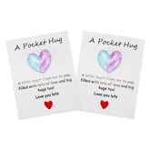 2 Pack Pocket Hug Heart With Greeting Card, Pocket Hug Token Love Cards Cute A Little Resin Heart Shape Bulk For Friends Long Distance Relationship Gifts, Blue Purple