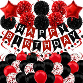 Black and Red Birthday Banner – Bold Party Decoration for Boys, Girls, Men & Women Celebrations