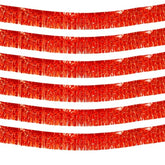 6 Pack 10 Feet Red Foil Fringe Garland Metallic Tinsel Streamers Banner Wall Hanging Curtain Backdrop Banner For Parade Floats, Thanksgiving, Christmas, Birthday, Halloween Party Decorations