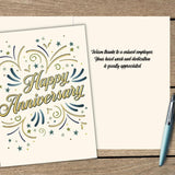 25 Employee Anniversary Cards - Elegant Gold Bursts Design - 26 White Envelopes - Fsc Mix