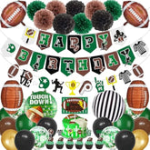 Superbowl Party Decorations Football Birthday Decorations Sports Party Supplies Set (Birthday Banner Paper Pom Poms Cake Toppers Lanterns Balloons) (Football-01)