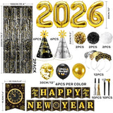 2026 New Year’s Eve Party Kit Banner Pom Poms Hats Tiaras Balloons Fringe