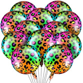 12 Pcs 18 Inch Neon Rainbow Leopard Birthday Foil Balloons Color Cheetah Balloons Cheetah Birthday Decorations Neon Rainbow Leopard Decorations Supplies For Party(Multicolor)