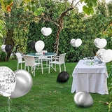 100pcs Metallic Balloons – 12" Black, White, Silver & Confetti Décor