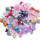 Mix Bulk 50Pcs Ribbon Flowers Bows Craft Wedding Ornament Appliques A0