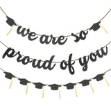 2026 Graduation Banners Party Decorations-Black Glitter We are So Proud of You Graduation Banners Garland for Congratulation Graduations Party Supplies, School, Home, Classroom