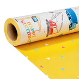 Reversible Construction Wrapping Paper Roll - 17 Inches X 33 Feet (47 Sq. Ft. Ttl.) Happy Birthday, Trucks, Balloons Design For Birthday, Baby Shower, Party, Holiday, Boys Girls Kids