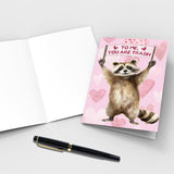 Funny Raccoon Valentine'S Day Card, Cute Anniversary Card For Men Women, Lovely Birthday Cards For Husband Wife Boyfriend Girlfriend, To Me You Are Trash Raccoon Greeting Cards