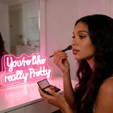 You Like Really Pretty Pink Neon Sign USB Dimmable LED Wall Decor for Bedroom
