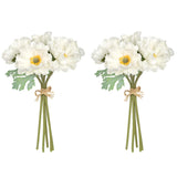 White Poppy Flowers Artificial 2 Bouquets Fake Poppies 10Pcs Real Touch Faux Poppy Flowers Stems For Wedding Party Office Home Decor(White)