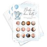 30 Baby Shower Games Card - Beer Belly Or Pregnant Bump Game Cards - Fun Baby Shower Games Activity For Boy Or Girl - Gender Neutral - Elephant Theme