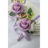6Pcs Purple Lavender Boutonniere For Men, Lilac Boutonniere Pins For Men Groomsmen Guest Boutonniere, Artificial Flowers For Wedding Decor Prom Homecoming