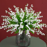 18 Bundles Artificial Flowers, Lily Of The Valley Plastic Flower ?Outdoor Bridal Wedding Bouquet For Home Garden Party Wedding Decoration (White)