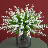 18 Bundles Artificial Flowers, Lily Of The Valley Plastic Flower ?Outdoor Bridal Wedding Bouquet For Home Garden Party Wedding Decoration (White)