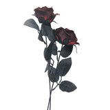 10 Pcs Artificial Roses Bouquet Faux Black Roses Bundles Fake Flowers Realistic Flowers Arrangements Halloween Decor (Maroon, 10)