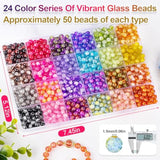 1200PCS 6mm Crack Glass Beads β 24 Colors for Jewelry & Bracelet Making